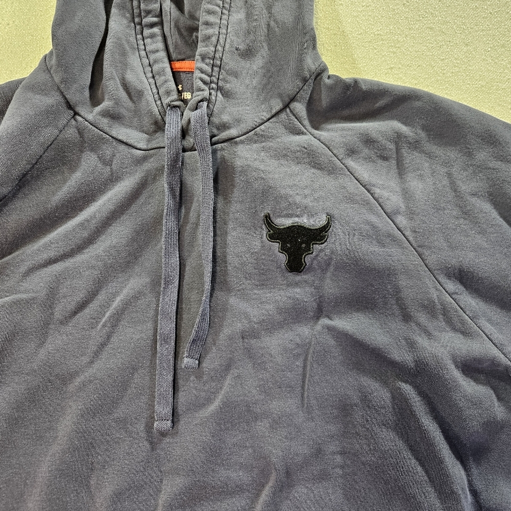 Under Armour Project Rock Hoodie Men’s XL Gray Bull Logo - Picture 2 of 9